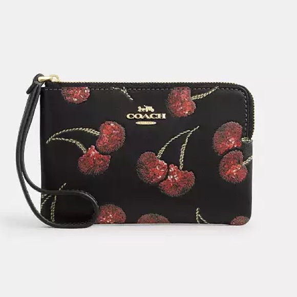 Coach Black and Red Floral Wristlet - Picture 7 of 8